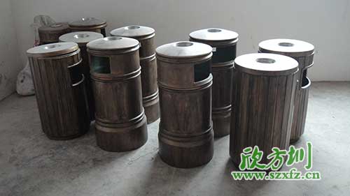  古意盎然，韶關園林仿銅玻璃鋼垃圾桶